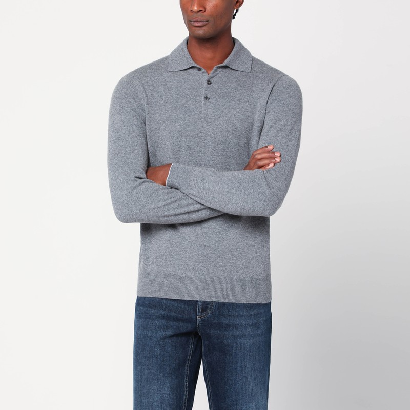 Gray polo in cashmere