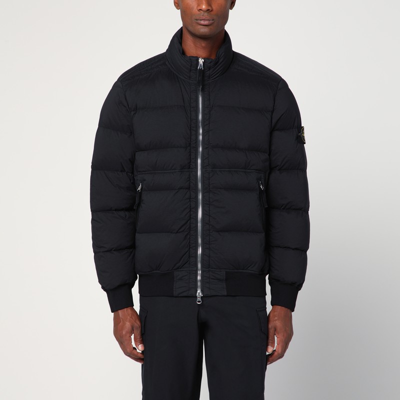 Black zip-up nylon blend puffer