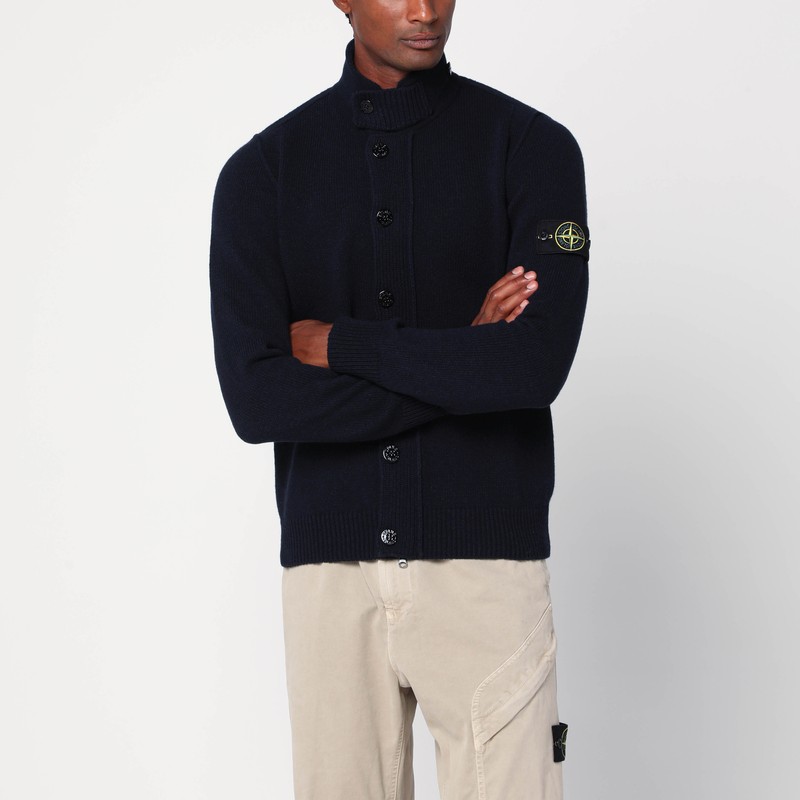 Navy blue cardigan in wool blend