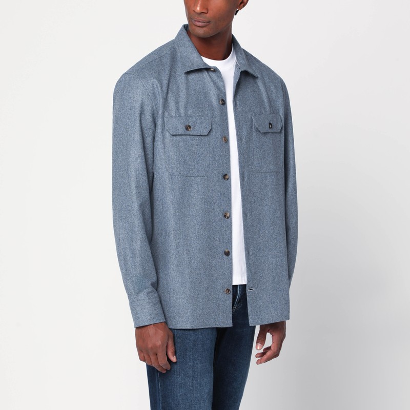 Shirt grey cloud in wool