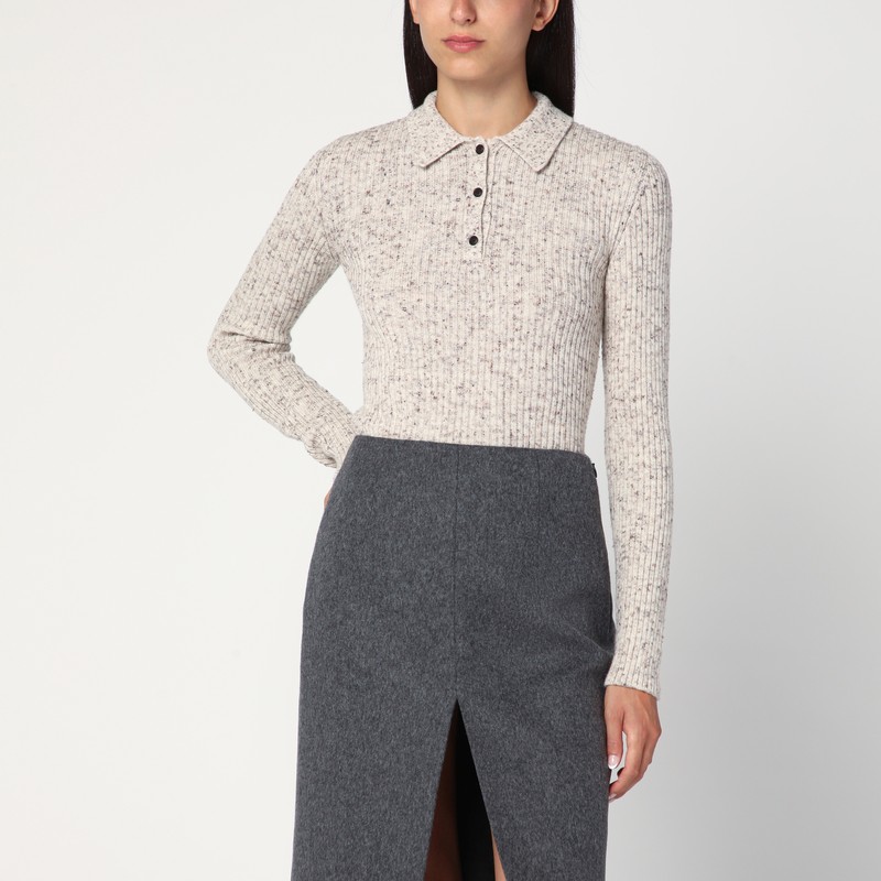 Natural colour polo in wool blend
