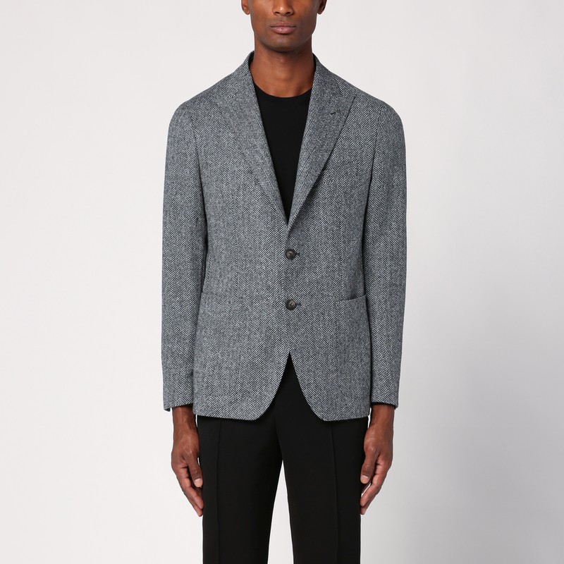 Single-breasted wool herringbone jacket