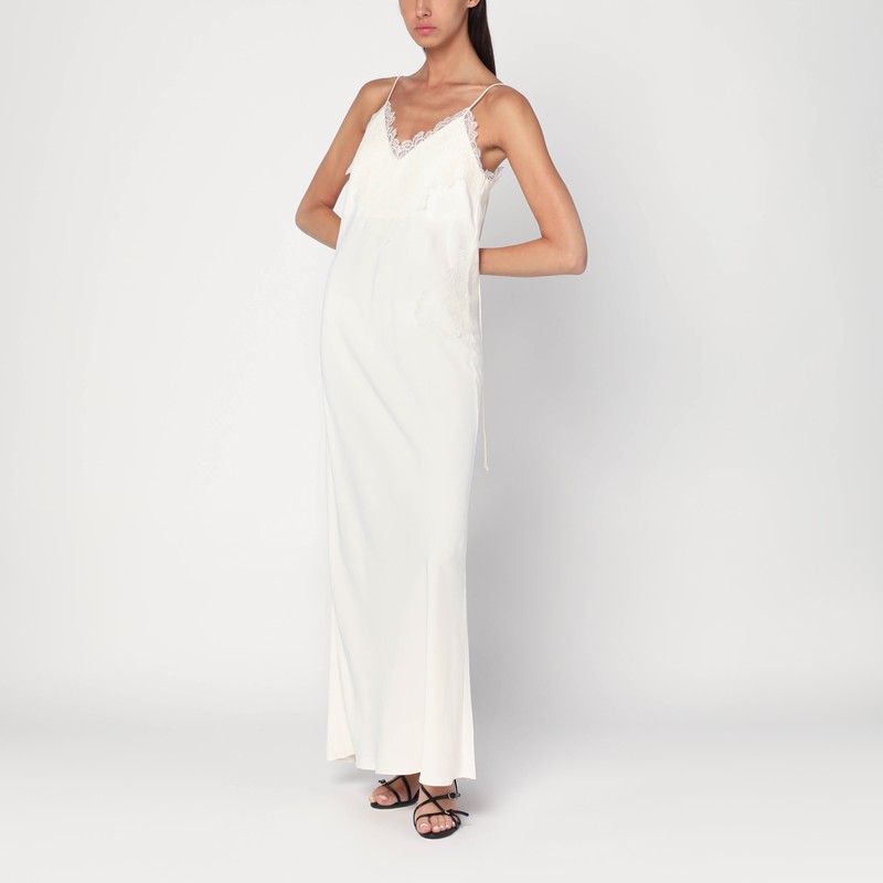 Cream-colored slip dress with lace