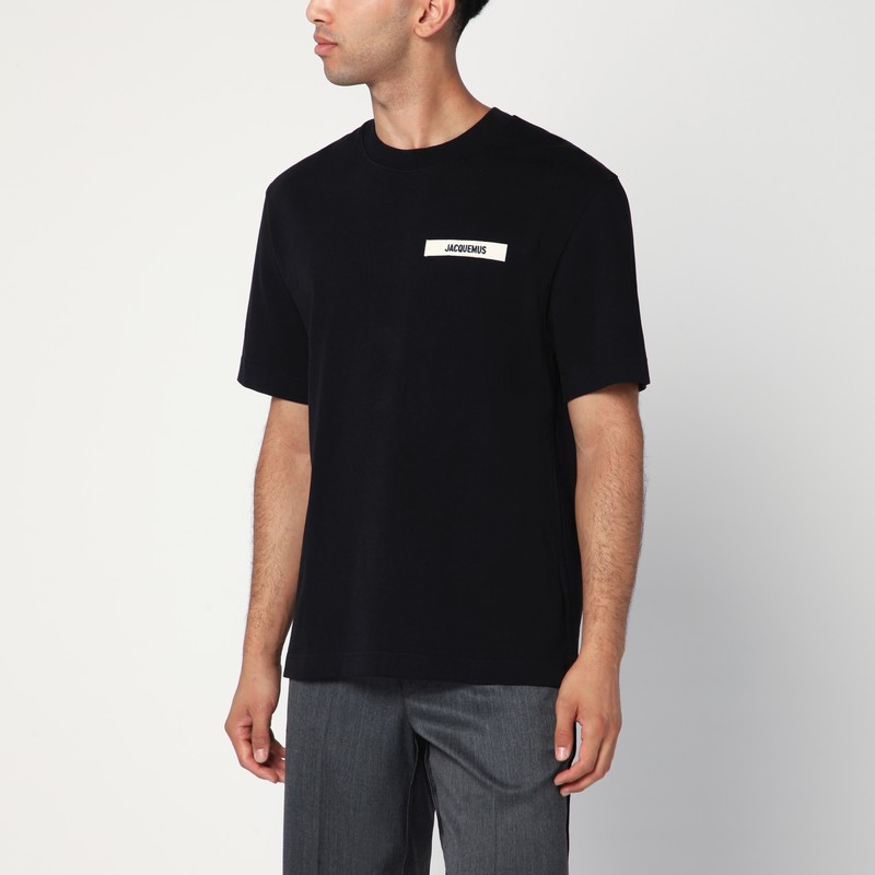 Black cotton crew neck T-shirt