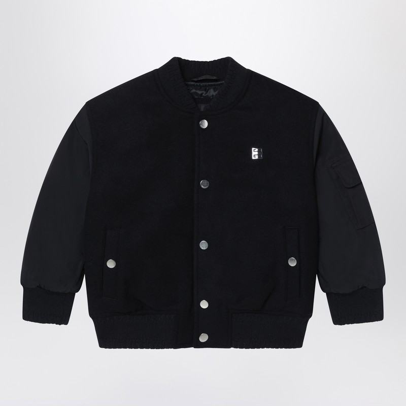 Black wool blend bomber jacket