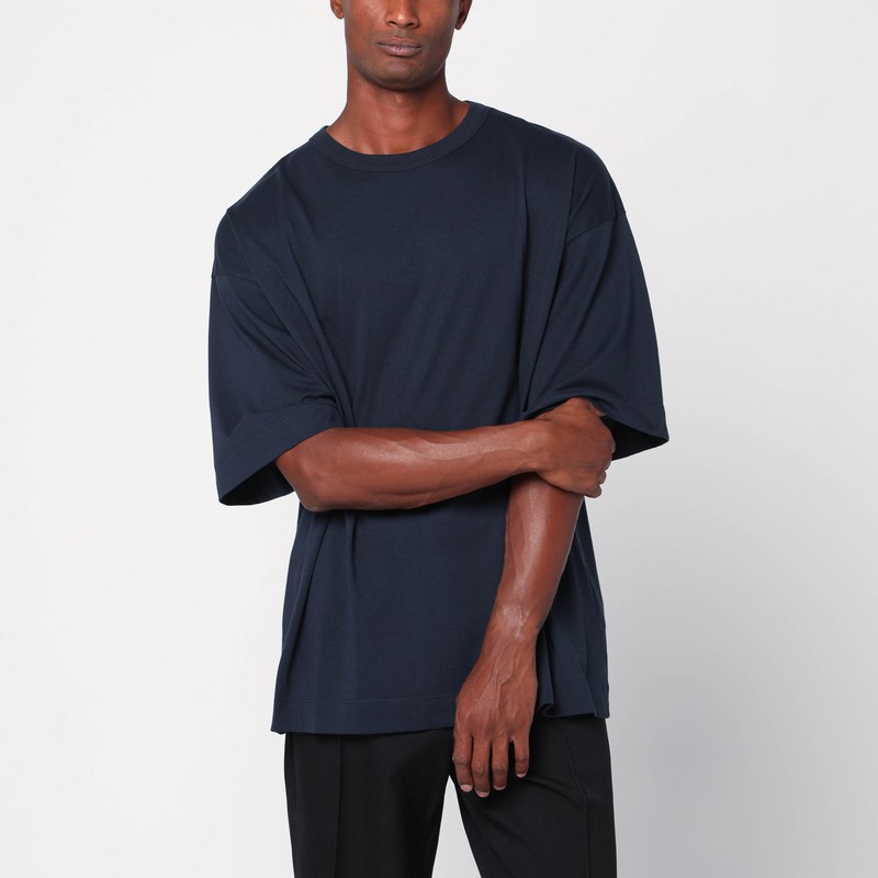 Oversized navy blue cotton T-shirt