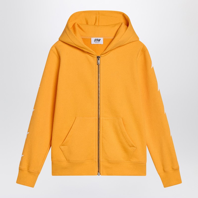 Mustard yellow zip-up sweatshirt with stars