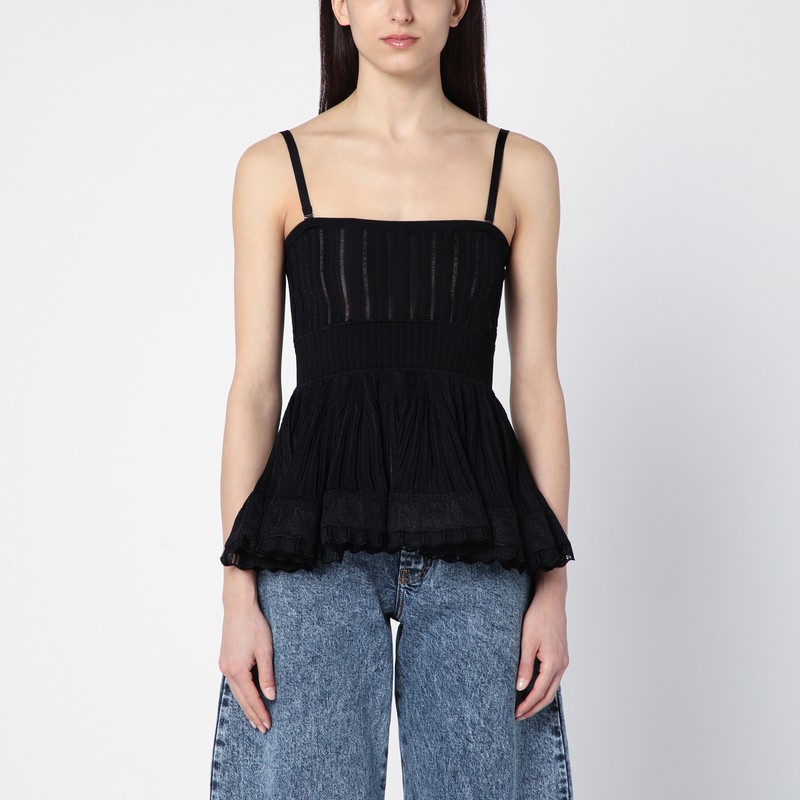 Black viscose Crinoline top with straps