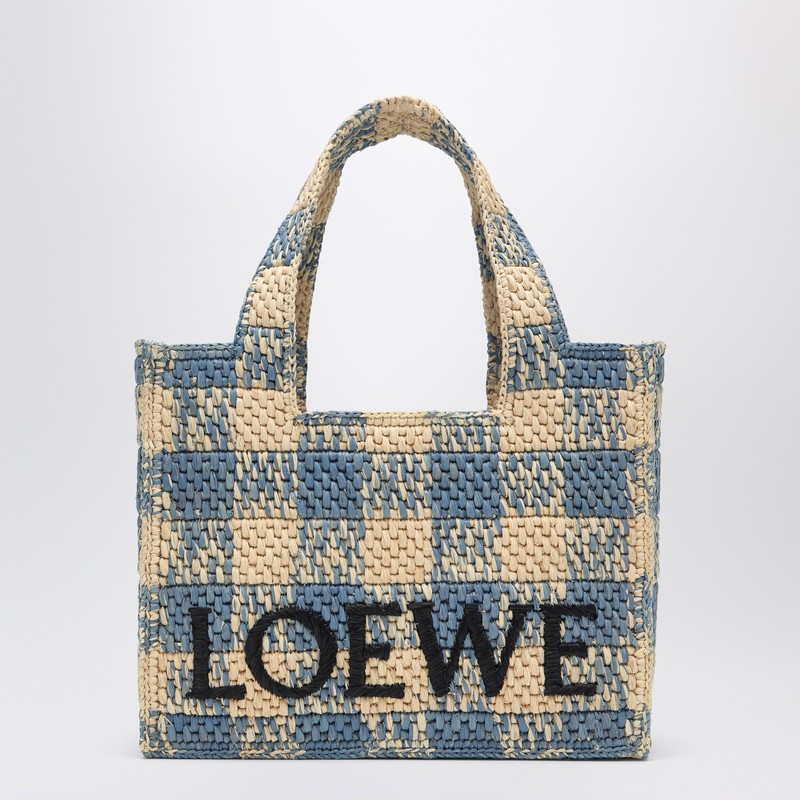 Small LOEWE Font bag in natural/blue