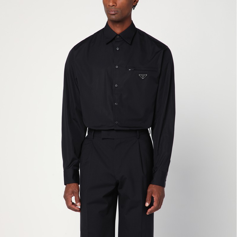 Black cotton shirt with logo