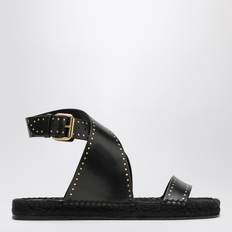 Black studded leather sandal