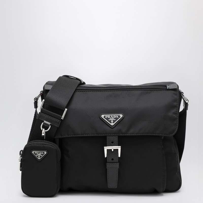 Black crossbody bag in Re-Nylon