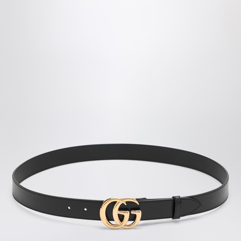 Black GG Marmont belt with GG buckle