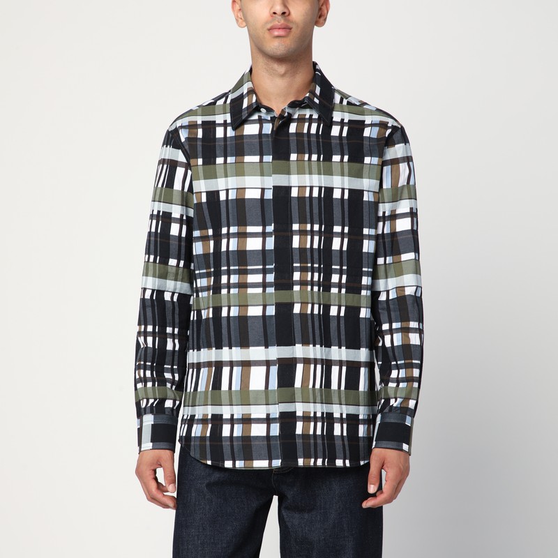 Green/black/white check pattern shirt