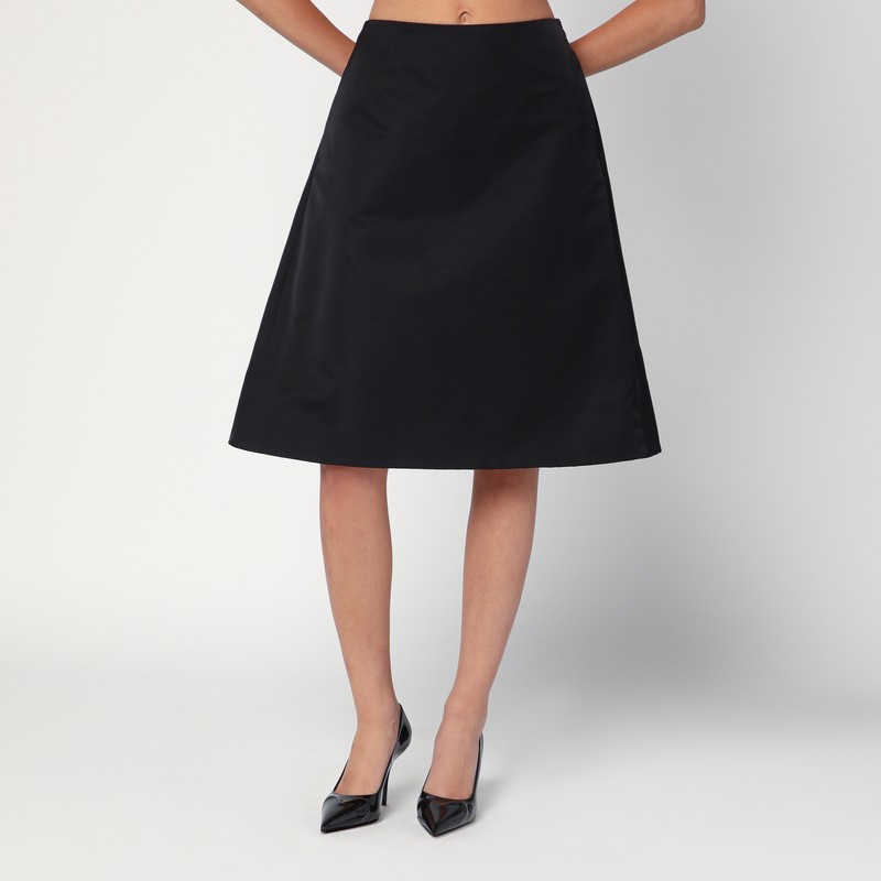 Flared black skirt in silk blend