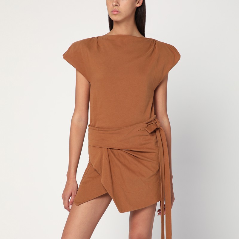 Asymmetrical Sebani T-shirt in caramel colour