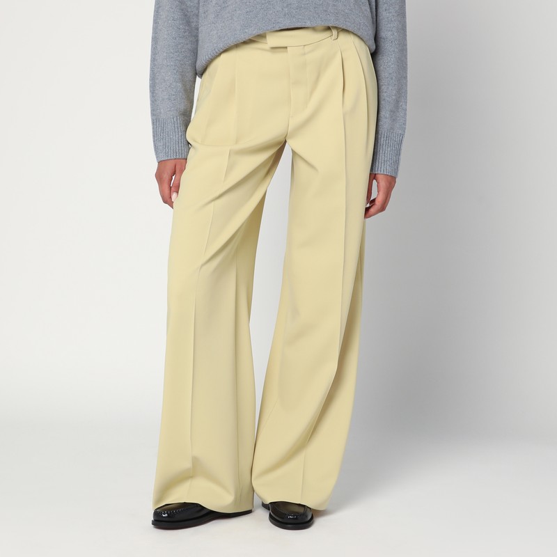 Wide lime-coloured wool trousers