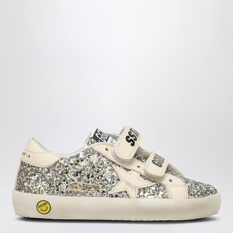 Old School sneaker in platinum/cream glitter