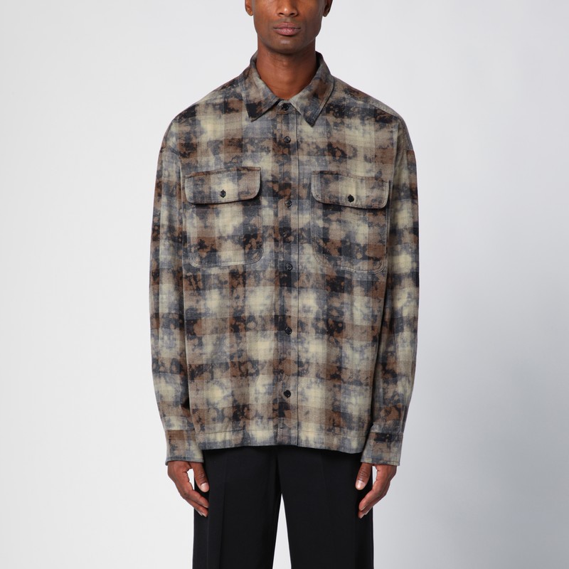 Checked cotton blend shirt