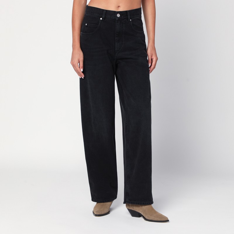 Faded-effect black jeans