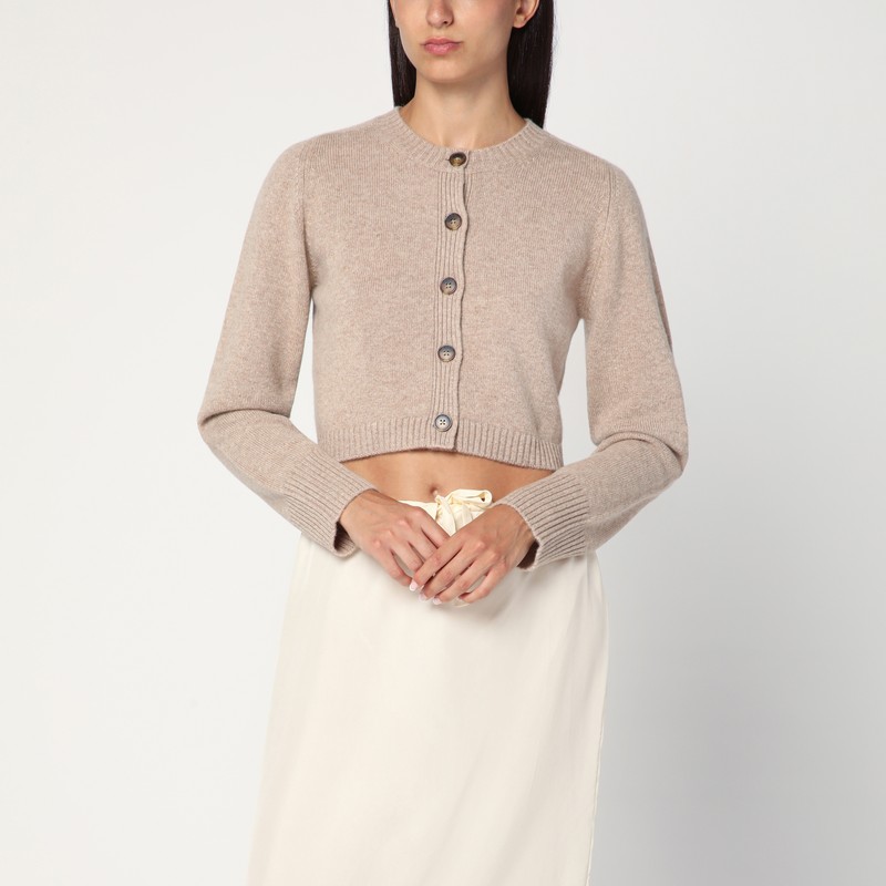 Beige cropped cardigan in cashmere