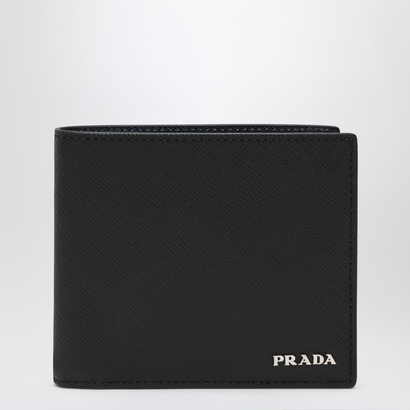 Black/blue Saffiano wallet with logo