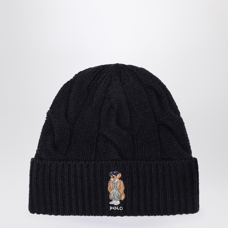 Navy blue wool Polo Bear hat