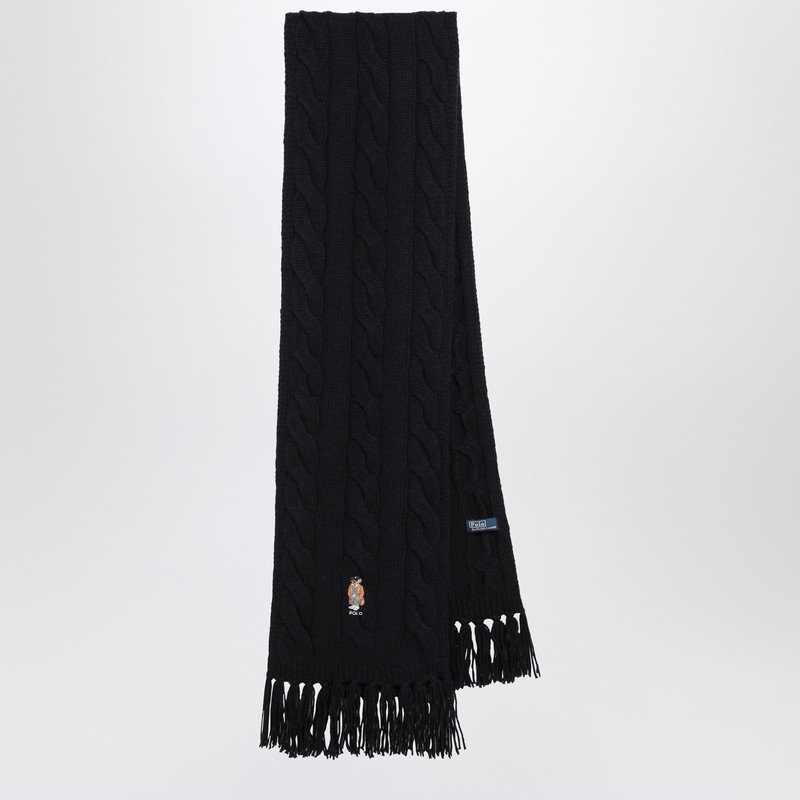 Navy blue wool Polo Bear scarf