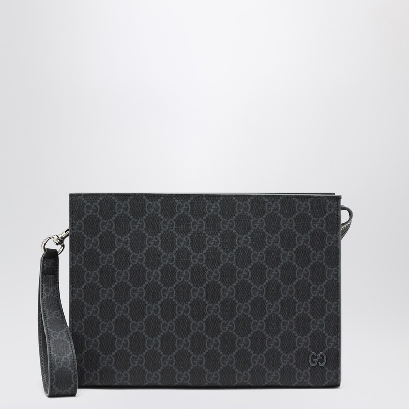 Small pouch in GG fabric black/gray