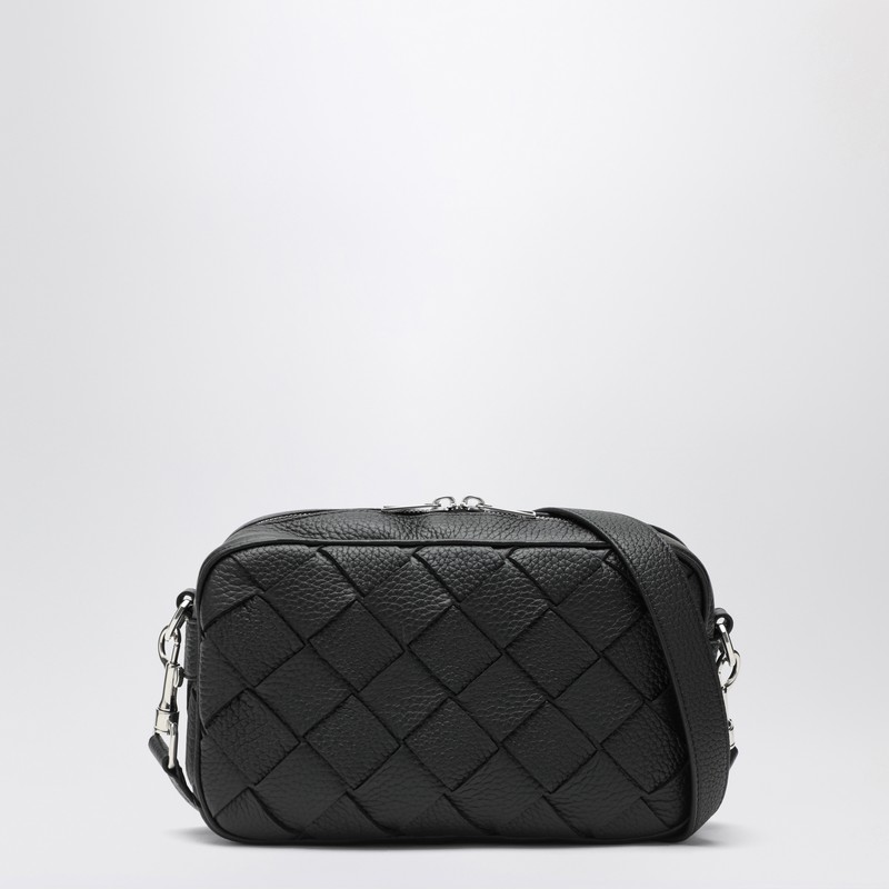 Small black Camera Bag in Intrecciato