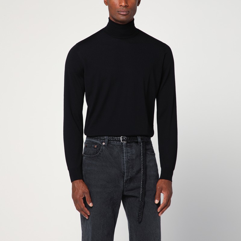 Black wool turtleneck sweater