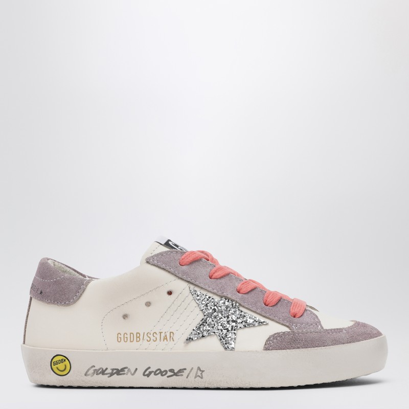 White leather and lilac suede Super-Star sneakers