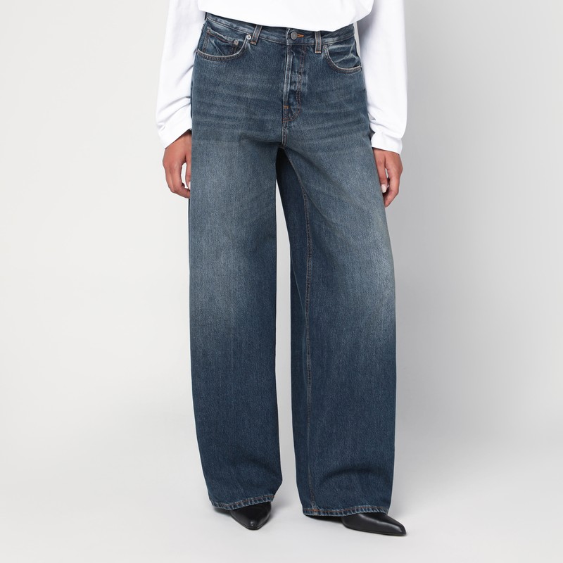 Dark blue washed effect jeans