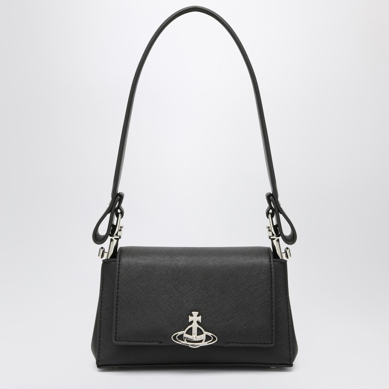 Small black smooth Hazel shoulder bag