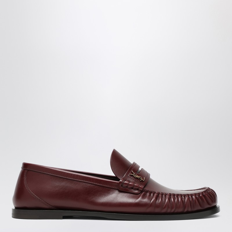 Dark red leather loafer with monogram
