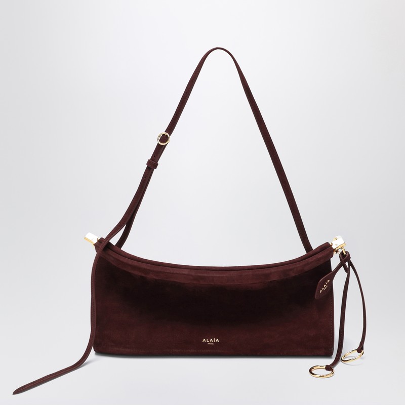 Le Click East West medium bag in garnet red nubuck