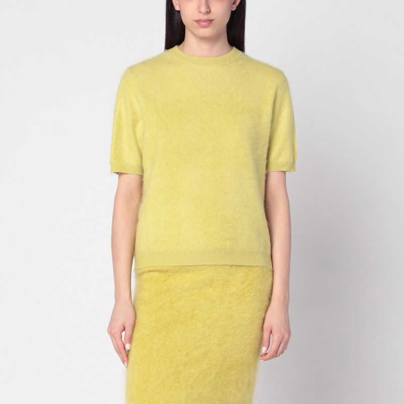 Lime-coloured brushed cashmere sweater