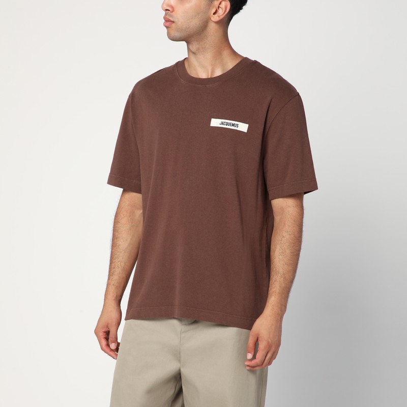 Brown cotton crew neck T-shirt