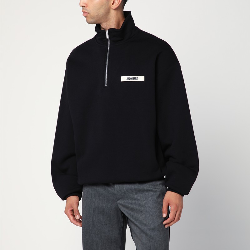 Black cotton zip-up sweatshirt