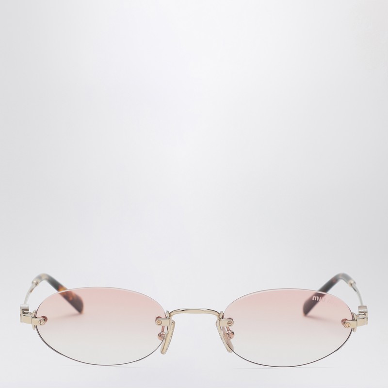 Miu Miu Logo sunglasses in gold/gradient pink