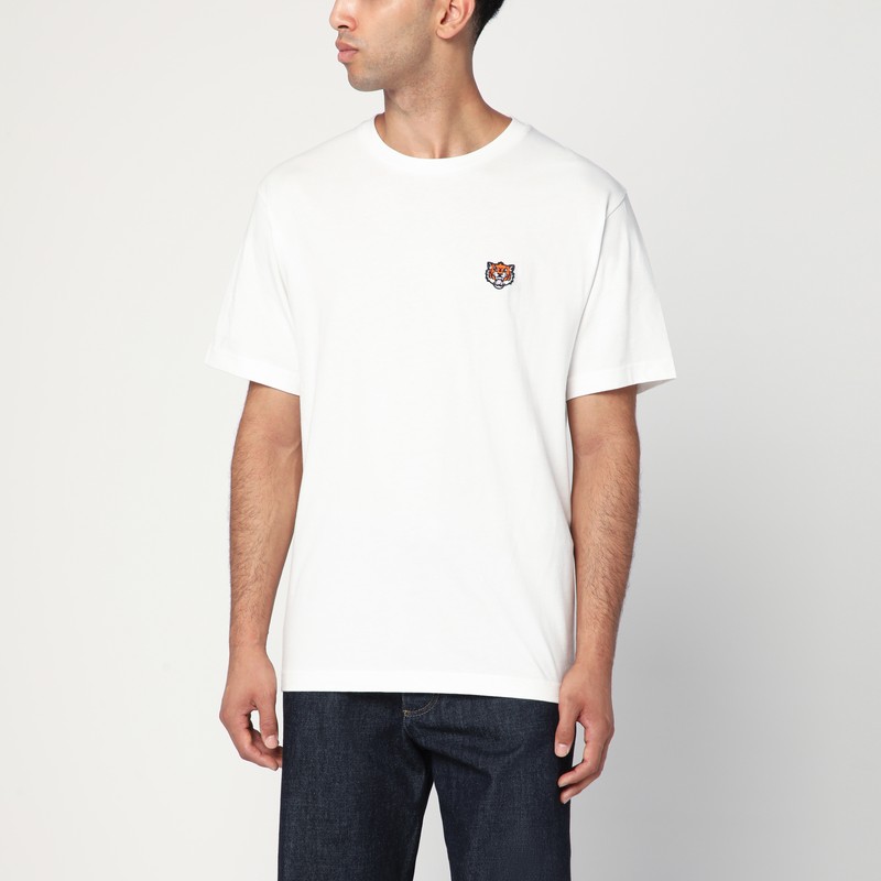 White cotton T-shirt with logo patch