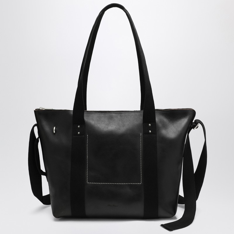 Black leather trolley tote