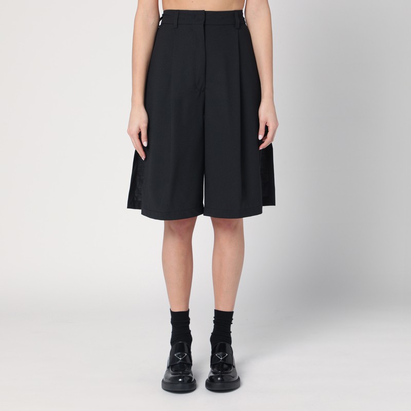 Wide black Brenda Bermuda shorts
