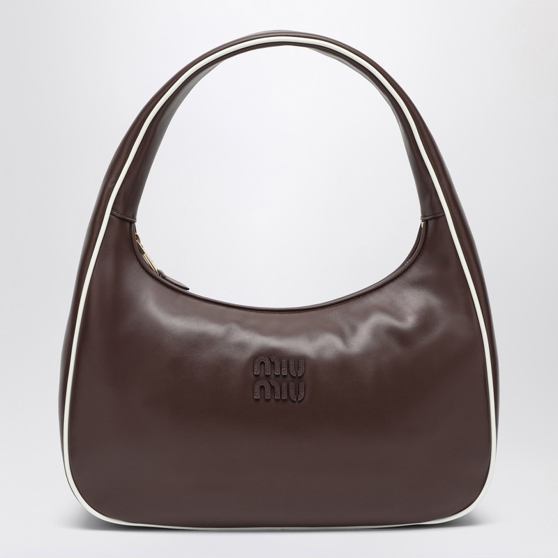 Brown/white leather handbag