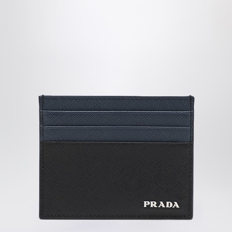 Card holder in Saffiano blue/black