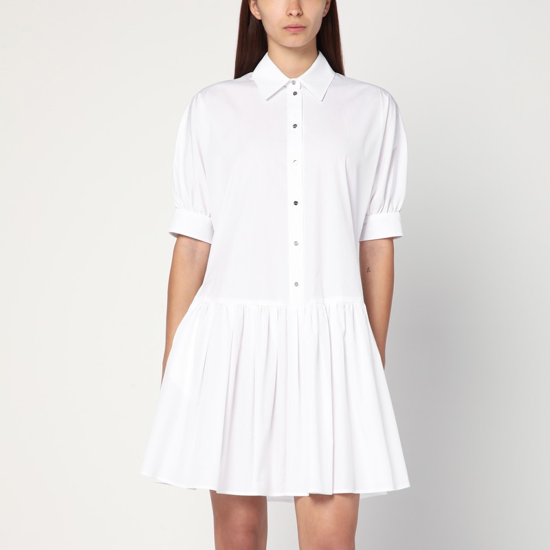 Short white cotton shirt dress