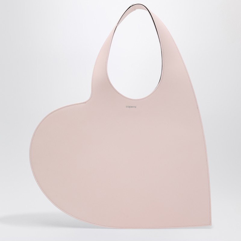 Heart pink leather tote bag