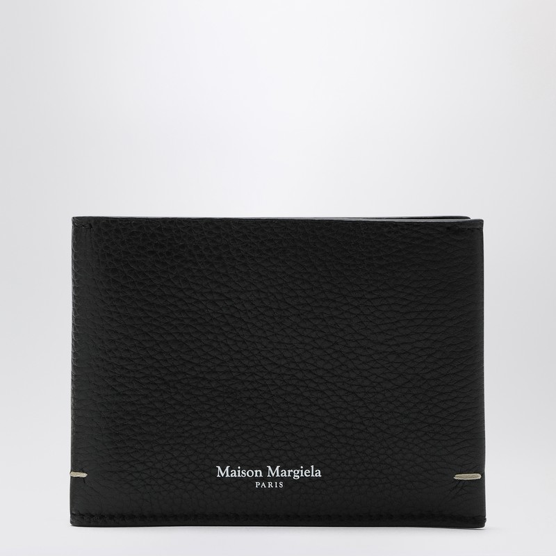 Black bi-fold wallet with logo