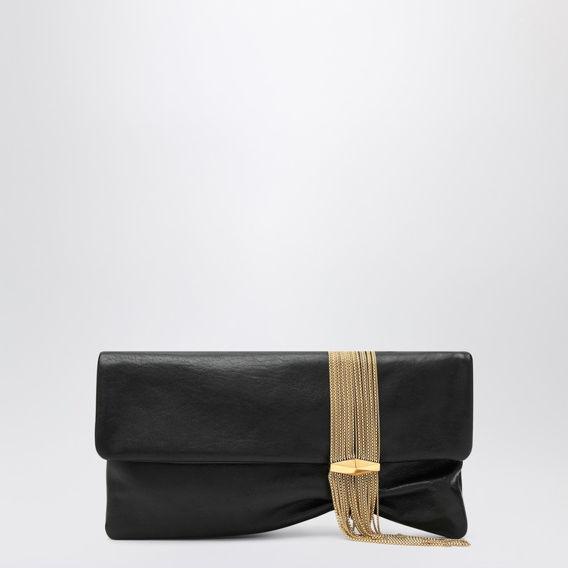 Black leather Zandra bag with gold pendant