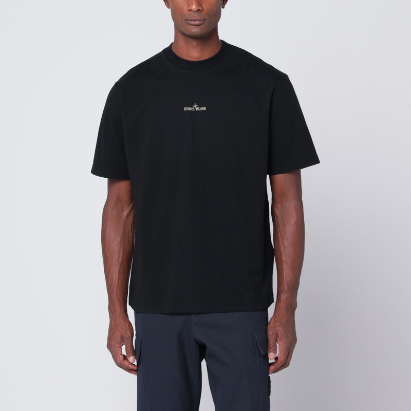 Black T-shirt with Bleeding Numbers Compass print